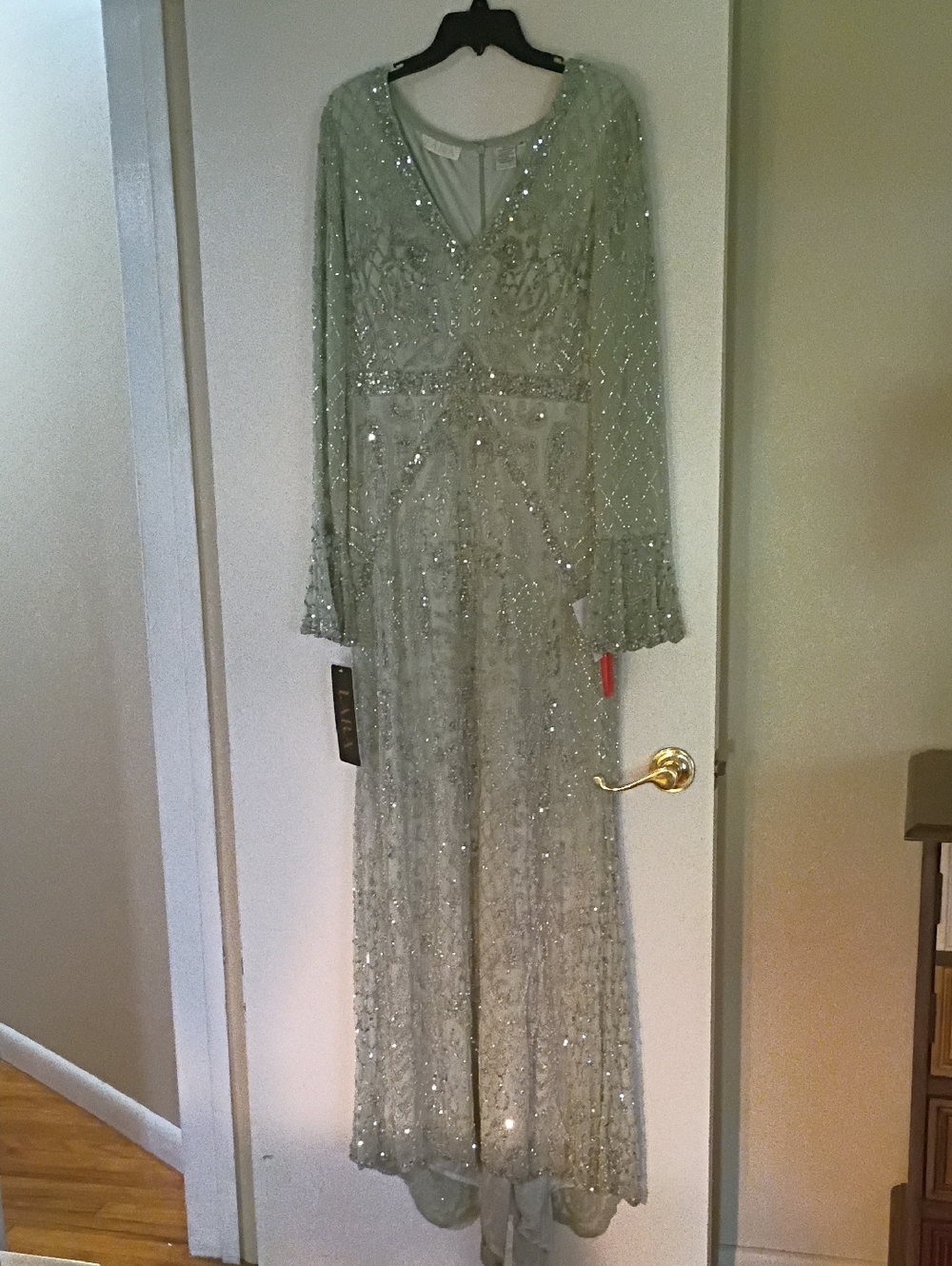 LARA Mint and Silver Beaded Evening Dress